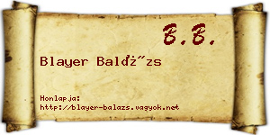 Blayer Balázs névjegykártya